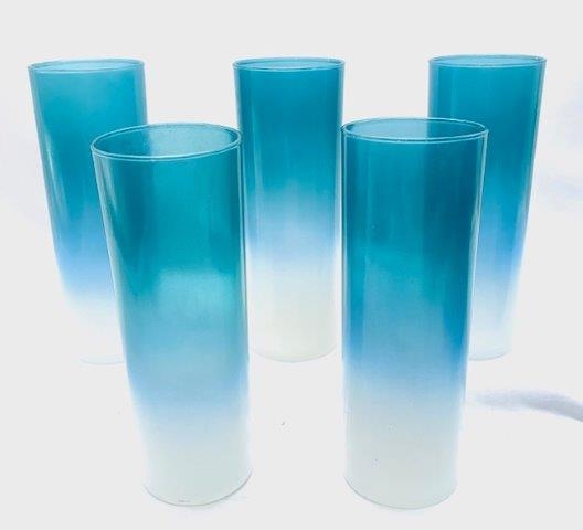 Mid-Century Blendo Style Cooler Glasses: Awesome set of five vintage mid-century cooler glasses Blendo style measuring seven inches in height.