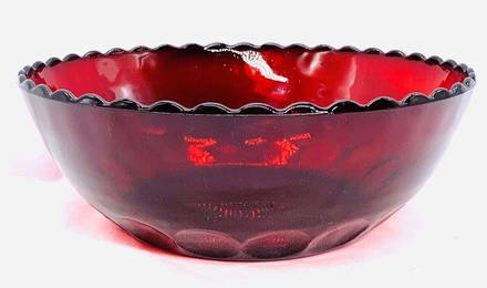 Vintage Ruby Red Serving Bowl