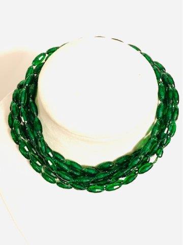 Vintage Multistrand Costume Emerald Necklace (1 of 2)