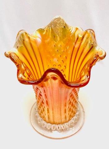 Fenton Carnival Glass Marigold Diamond P0int Columns (1 of 3)