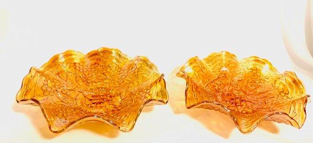 Pair of Ruffled Edge Marigold Carnival Glass by Fenton (1 of 2)