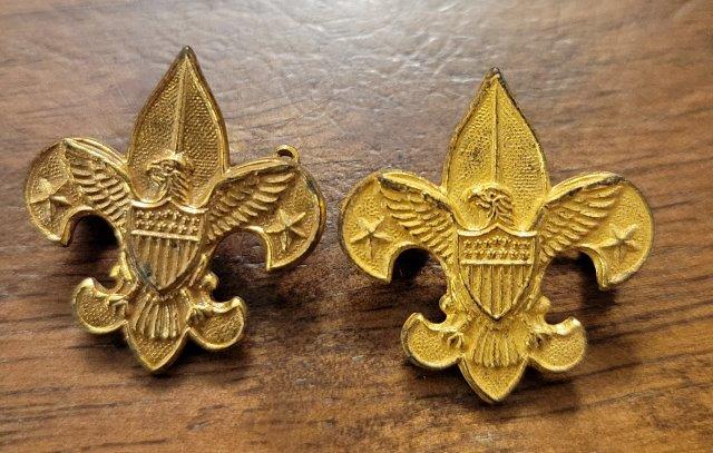BSA Eagle Pin Be Prepared Pat 1911 set of 2: BSA Eagle Pin Be Prepared Pat 1911 set of 2