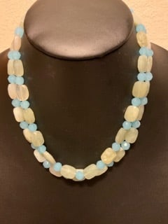 Margo Morrison 2-Strand Chalcedony and Jade Necklace 18 inches long - Artisanal Dress to Impress (1 of 3)