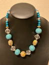 Dark Poet Designs Vintage 1960's Multi Color Stones with Turquoise Beaded Necklace 16 inches...