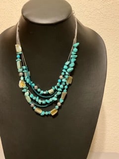 Navajo Five Strand Turquoise Tab Necklace 14 inches long - Classic A Timeless Classic (1 of 3)
