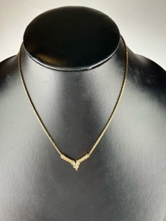 14k Gold Neck lace with Crystals Stones 16 inches long (1 of 7)