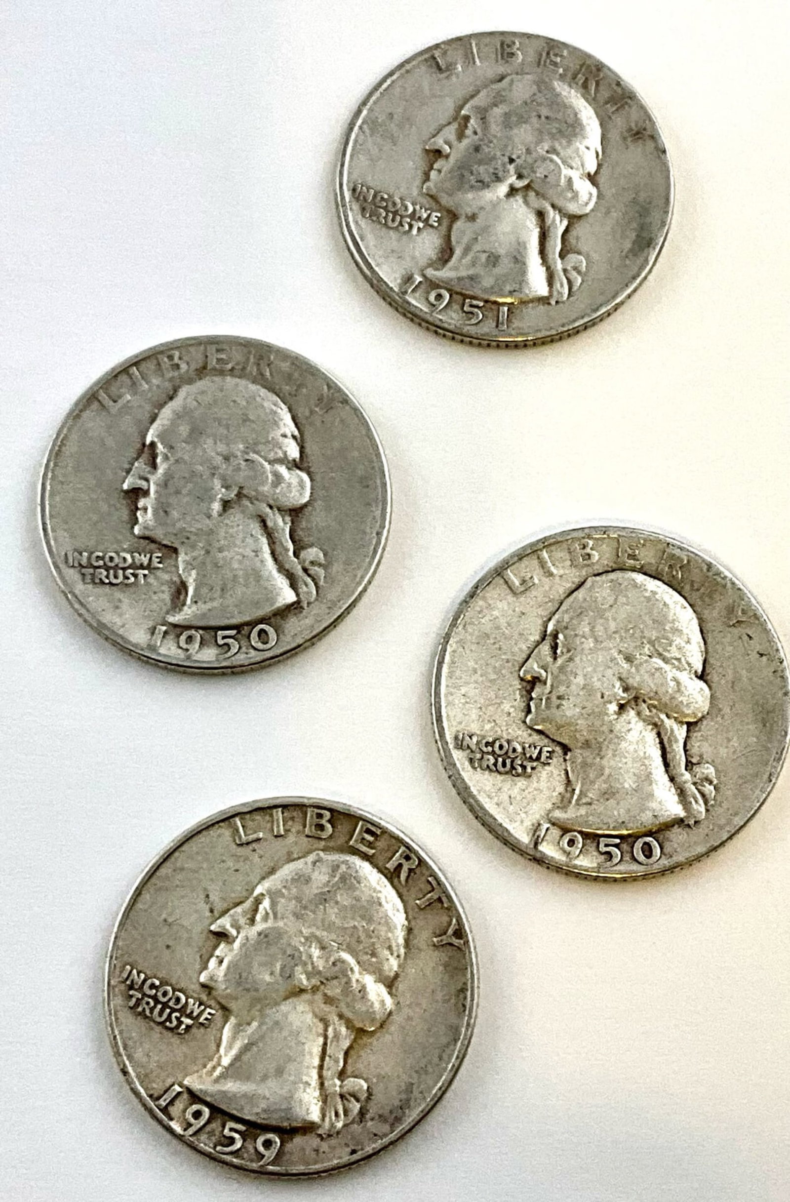 1951-S, 1950-S, 1959, 1950 Silver Washington Quarters (1 of 2)