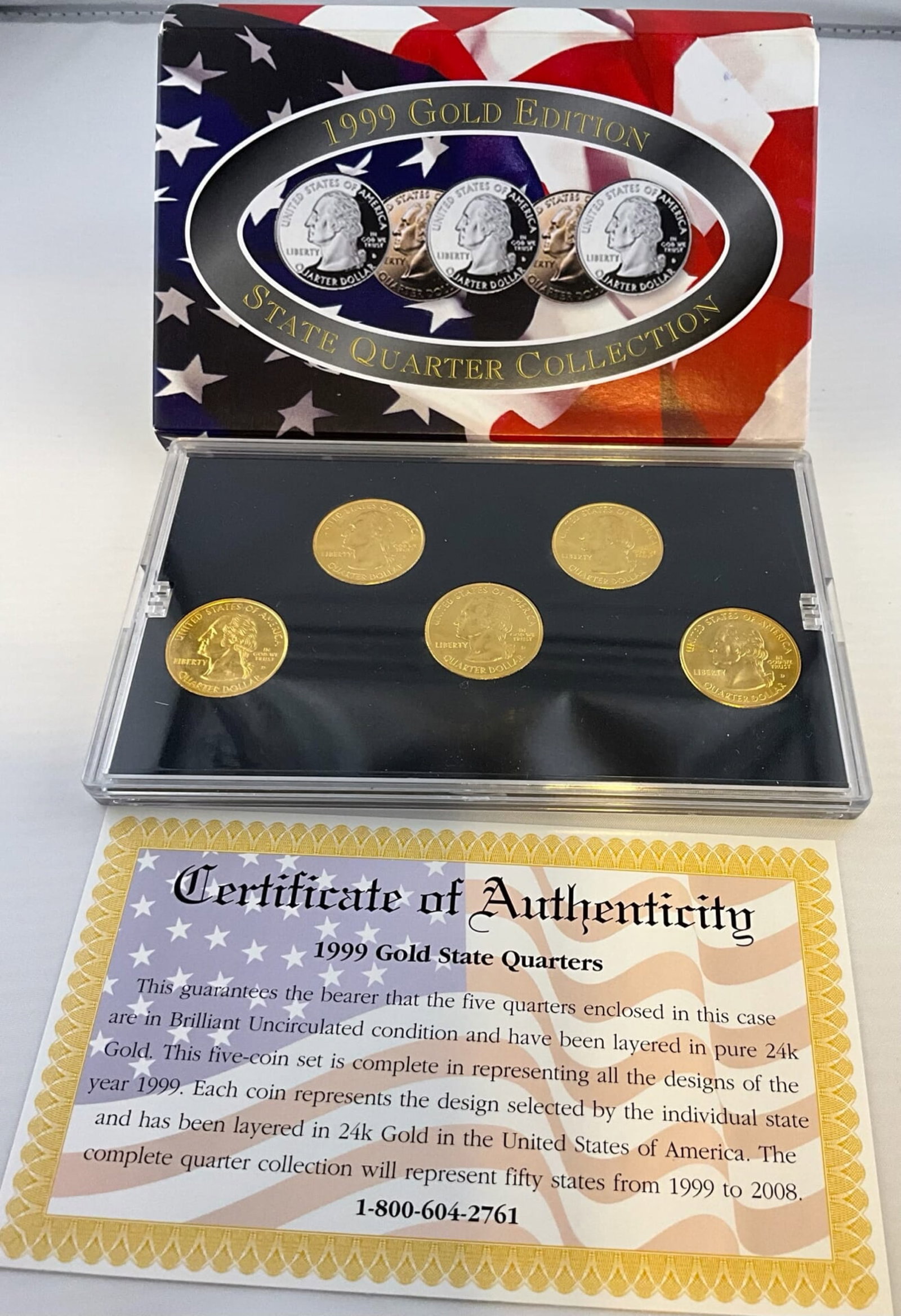 1999 Gold Edition State Quarter Collection - DE, PA. NJ. GA, CT (1 of 2)