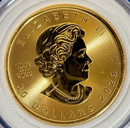 2023 $50 Canada Maple Leaf .9999 Fine Gold 1 oz or PUR