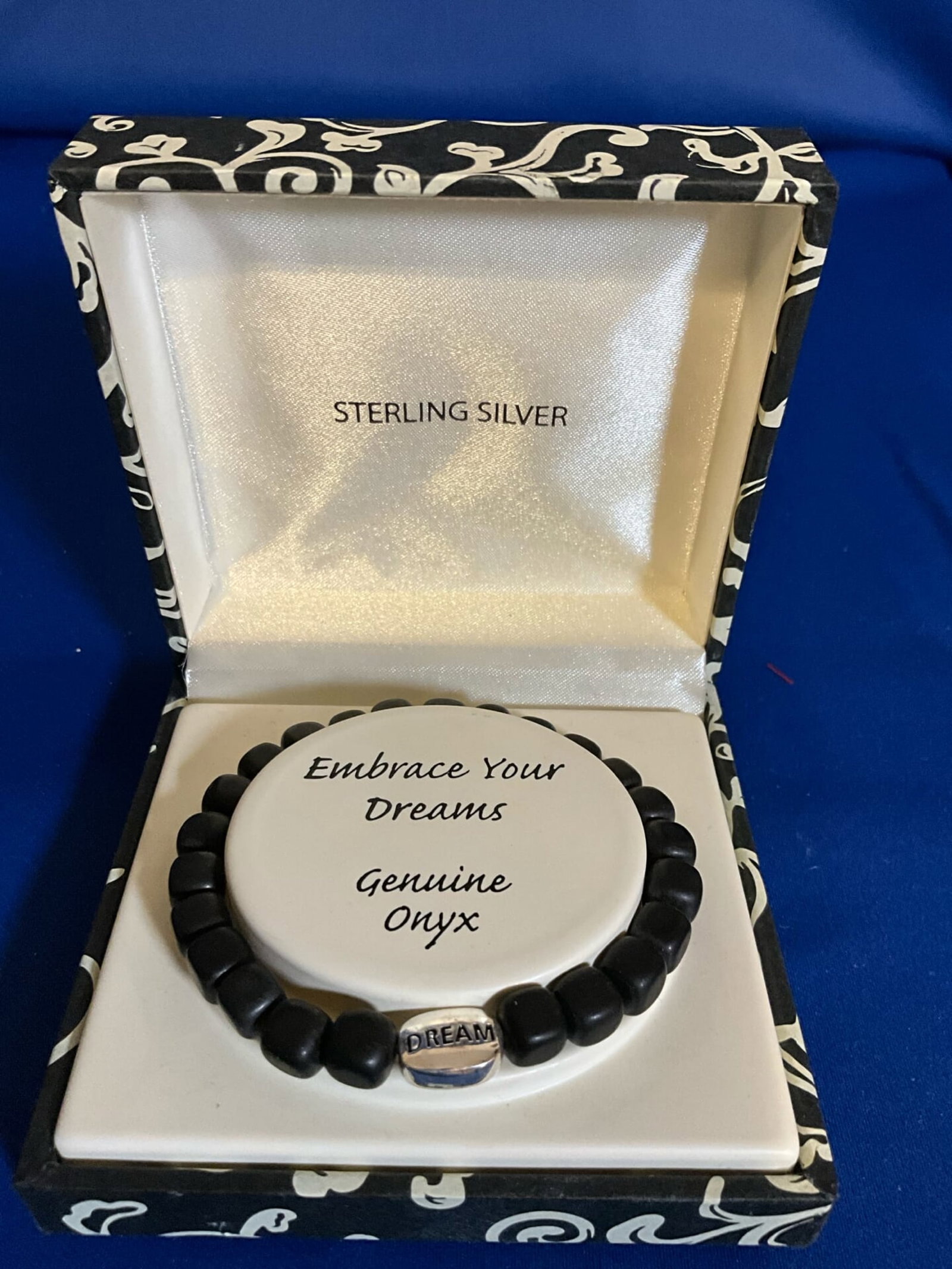 Sterling Silver and Genuine Onyx Bracelet - NEW: Sterling Silver and Genuine Onyx Bracelet - NEW Embrace Your Dreams