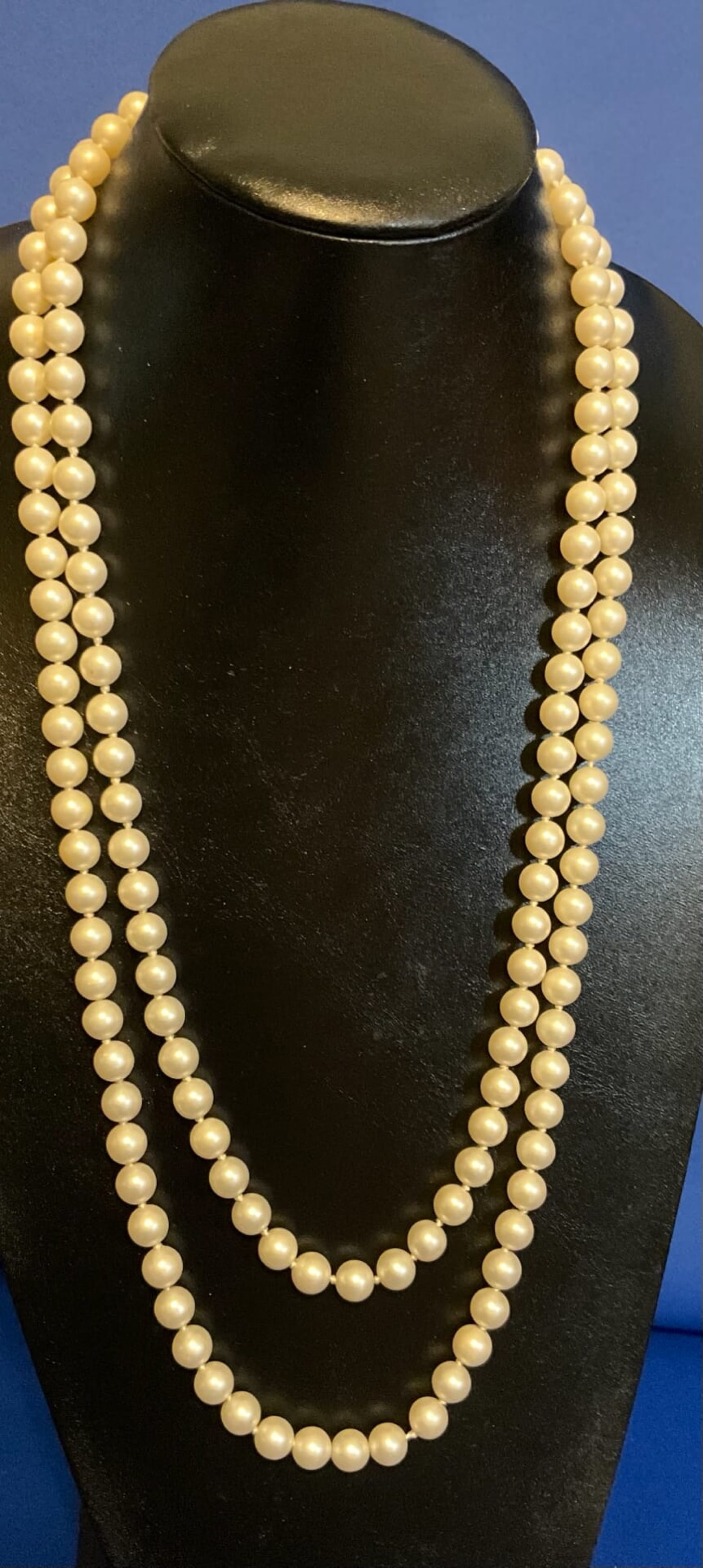 Antique Hand Notted Pearl Necklace with 10k Gold 30" long: Antique Hand Notted Pearl Necklace with 10k Gold 30" long