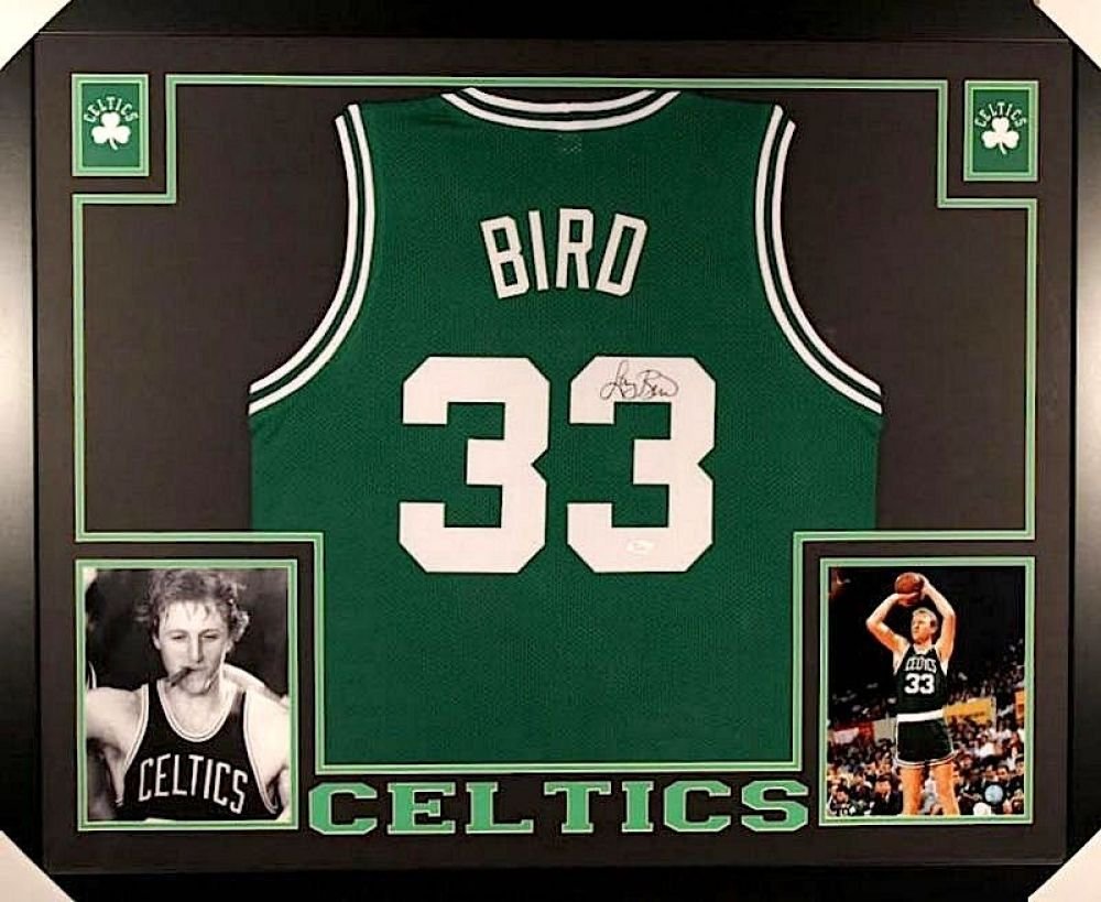 larry bird signed jersey framed