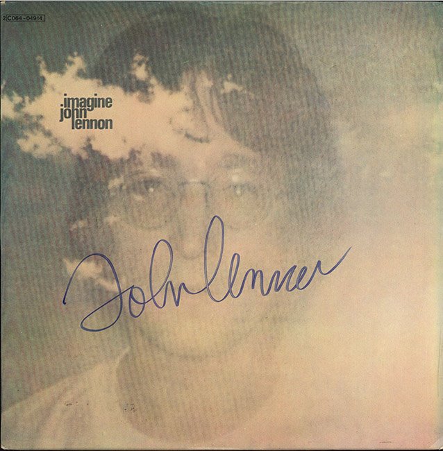 Signed John Lennon album: This autographed John Lennon "Imagine" album is from a private collector and is consigned. This consignor has just begun to sell off his collection. This item is one of the most iconic rock collectors