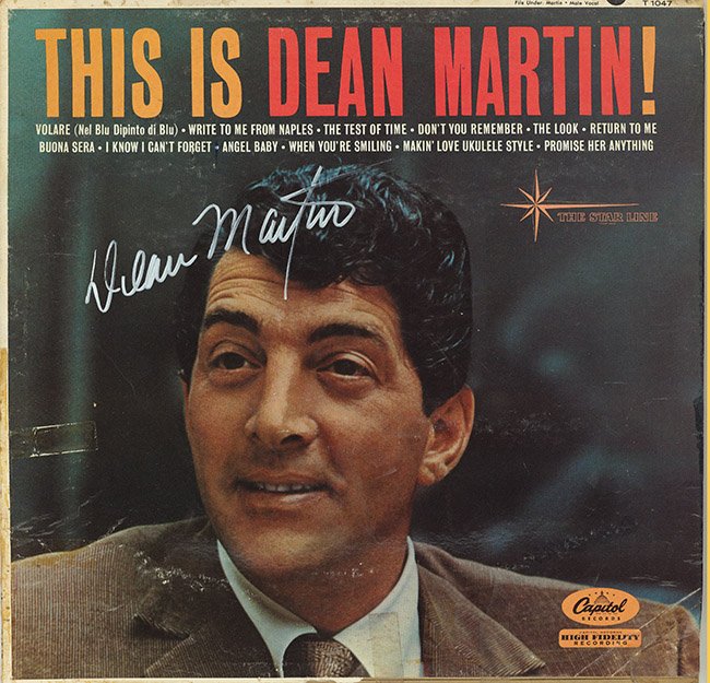 Signed Dean Martin album: This autographed Dean Martin "This is Dean Martin" album is from a private collector and is consigned. This consignor has just begun to sell off his collection. This item comes with a 3rd party COA