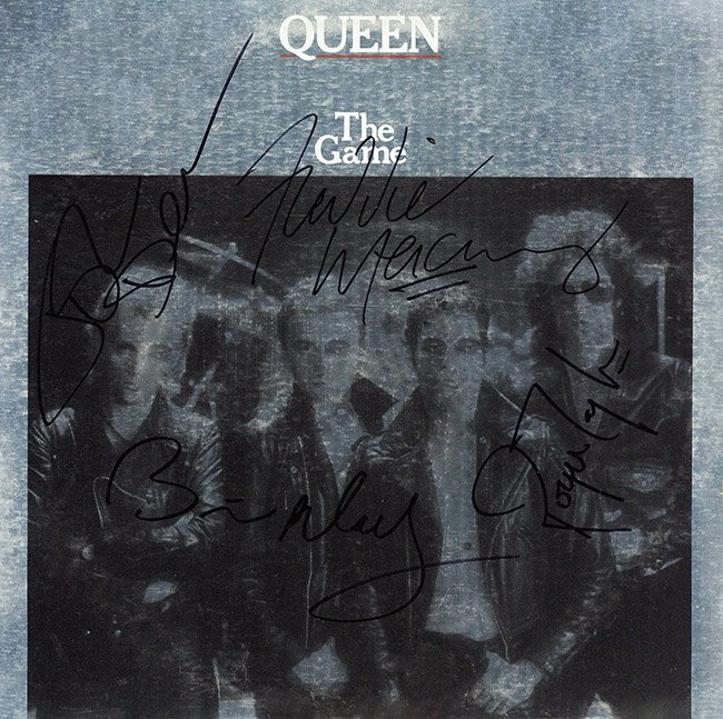 Signed Queen album: This autographed Queen "The Game" album is from a private collector and is consigned. It is signed by Freddie Mercury, Brian May, John Deacon and Roger Taylor. This consignor has just begun to sell of