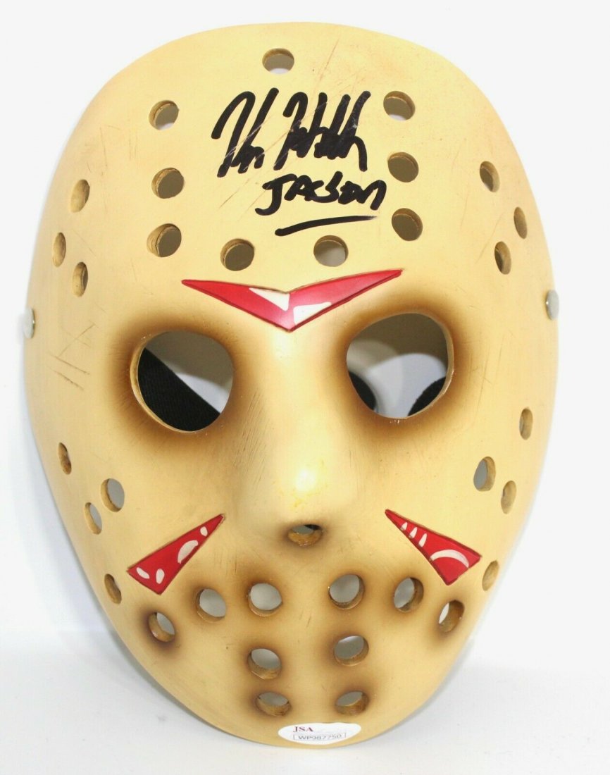 Signed Friday the 13th mask: This is a signed Friday the 13th mask autographed by Kane Hodder. This item is JSA authenticated.
