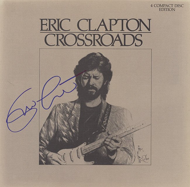 Eric Clapton signed album: This classic Clapton signed "Crossroads" album is signed by Eric Clapton. This item comes with a third party COA and matching hologram stickers. This consigned item is from a large rock n roll collect
