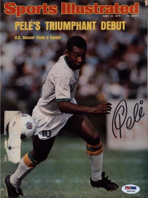 Pele signed Sports Illustrated PSA (original 1976!!!): Pele Signed PSA/DNA Sports Illustrated Magazine Sports Soccer Memorabilia. 1975 Pele Authentic Signed Sports Illlustrated Magazine PSA/DNA. 100% Authentic and certified collectors piece. This item com