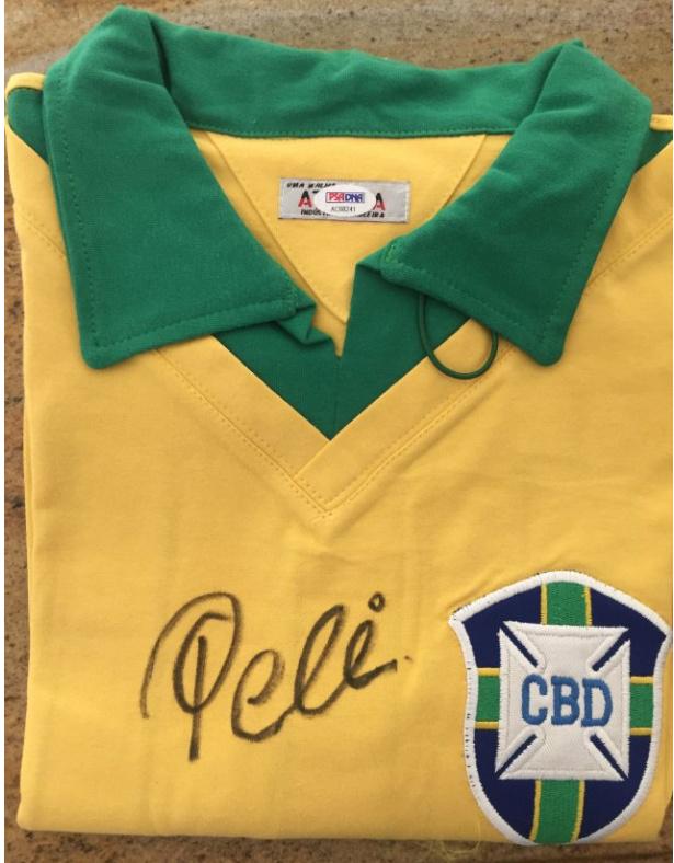 Pele triple world cup winner signed PSA brazil jerseys (1 of 1)