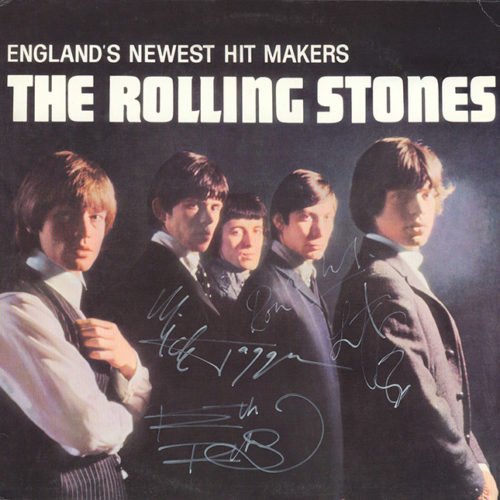 The Rolling Stones Englands Newest Hit Makers signed: Signed by Mick Jagger, Keith Richards, Ronnie Wood, and Charlie Watts .This item comes with a Certificate of Authenticity from a third party authenticator. This Certification of Authenticity does not 