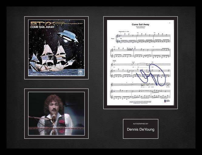 Styx Signed Come Sail Away Lyrics Collage Beckett