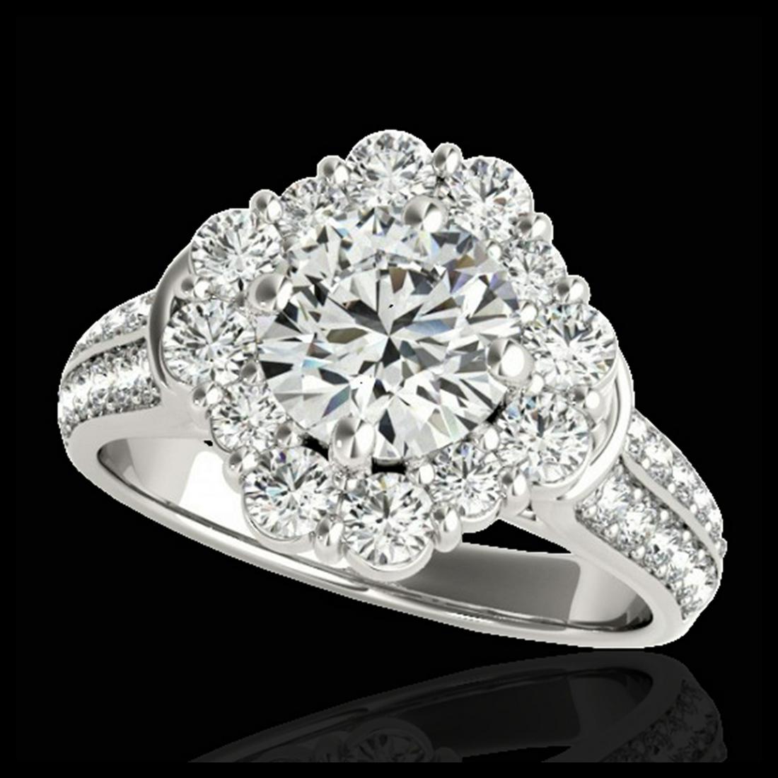 2.16 ctw H-SI/I Diamond Solitaire Halo Ring 10K White: 2.16 ctw H-SI/I Diamond Solitaire Halo Ring 10K White Gold Designer Brand Luxury Jewelry, made in the USA Suggested Retail Price: $16,800 Factory offers perfect factory sizing, for all rings & custom 