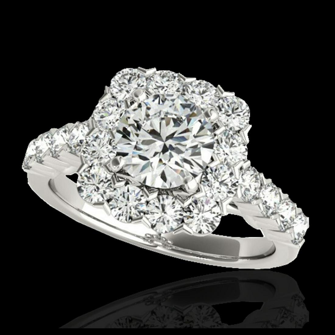 2.5 ctw H-SI/I Diamond Solitaire Halo Ring 10K White: 2.5 ctw H-SI/I Diamond Solitaire Halo Ring 10K White Gold Designer Brand Luxury Jewelry, made in the USA Suggested Retail Price: $18,700 Factory offers perfect factory sizing, for all rings & custom l