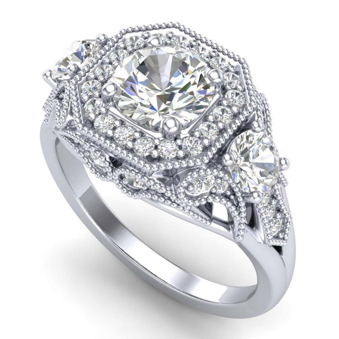2.11 ctw VS/SI Diamond Solitaire Art Deco 3 Stone Ring: 2.11 ctw VS/SI Diamond Solitaire Art Deco 3 Stone Ring 18K White Gold Designer Brand Luxury Jewelry, made in the USA Suggested Retail Price: $27,000 Factory offers perfect factory sizing, for all ring