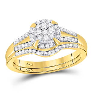 10kt Yellow Gold Round Diamond Bridal Wedding: 10kt Yellow Gold Round Diamond Bridal Wedding Engagement Ring Band Set 3/8 Cttw Manufacturer Model: JSC-109789 Description 10kt Yellow Gold Womens Round Diamond Bridal Wedding Engagement Ring