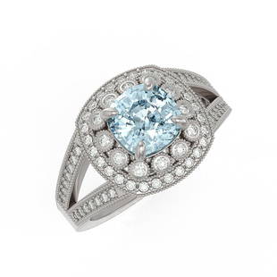 2.39 ctw Aquamarine & Diamond Ring 14K White Gold: 2.39 ctw Aquamarine & Diamond Ring 14K White Gold Designer Brand Luxury Jewelry, made in the USA Suggested Retail Price: $5,250 Factory offers perfect factory sizing, for all rings & custom