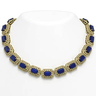 137.65 ctw Sapphire & Diamond Necklace 14K Yellow Gold: 137.65 ctw Sapphire & Diamond Necklace 14K Yellow Gold Designer Brand Luxury Jewelry, made in the USA Suggested Retail Price: $142,350 Factory offers perfect factory sizing, for all rings &