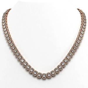 30.73 ctw Emerald Diamond Necklace 18K Rose Gold