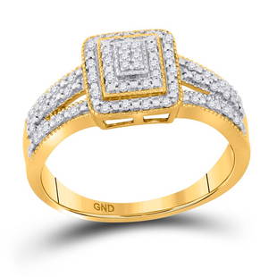 10kt Yellow Gold Round Diamond Square Cluster Bridal: 10kt Yellow Gold Round Diamond Square Cluster Bridal Wedding Engagement Ring 1/6 Cttw Manufacturer Model: JSC-98552 Description 10kt Yellow Gold Womens Round Diamond Square Cluster Bridal Wedding