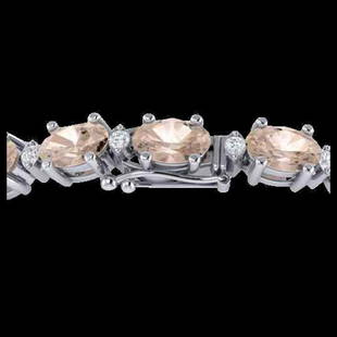 18.75 ctw Morganite & VS/SI Diamond Eternity Bracelet: 18.75 ctw Morganite & VS/SI Diamond Eternity Bracelet 10K White Gold Designer Brand Luxury Jewelry, made in the USA Suggested Retail Price: $16,550 Factory offers perfect factory sizing, for