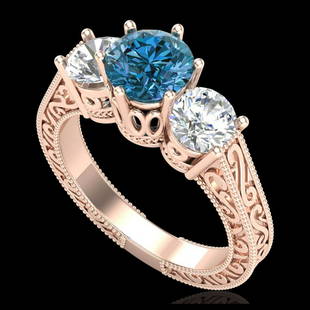 2.01 ctw Fancy Intense Blue Diamond Art Deco Ring 18K: 2.01 ctw Fancy Intense Blue Diamond Art Deco Ring 18K Rose Gold Designer Brand Luxury Jewelry, made in the USA Suggested Retail Price: $22,700 Factory offers perfect factory sizing, for all