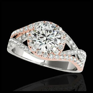 1.50 ctw H-SI/I Diamond Solitaire Halo Ring 10K White &: 1.50 ctw H-SI/I Diamond Solitaire Halo Ring 10K White & Rose Gold Designer Brand Luxury Jewelry, made in the USA Suggested Retail Price: $15,950 Factory offers perfect factory sizing, for all