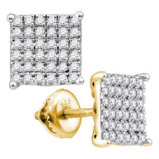 10kt Yellow Gold Round Diamond Square Cluster Stud: 10kt Yellow Gold Round Diamond Square Cluster Stud Earrings 3/4 Cttw Manufacturer Model: JSC-113158 Description 10kt Yellow Gold Womens Round Diamond Square Cluster Stud Earrings 3/4 Cttw