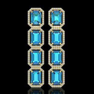 18.99 ctw Swiss Topaz & Diamond Halo Earrings 10K: 18.99 ctw Swiss Topaz & Diamond Halo Earrings 10K Yellow Gold Designer Brand Luxury Jewelry, made in the USA Suggested Retail Price: $10,150 Factory offers perfect factory sizing, for all rings