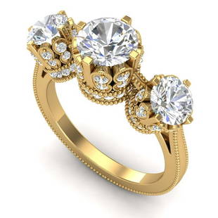 3.06 ctw VS/SI Diamond Solitaire Art Deco 3 Stone Ring: 3.06 ctw VS/SI Diamond Solitaire Art Deco 3 Stone Ring 18K Yellow Gold Designer Brand Luxury Jewelry, made in the USA Suggested Retail Price: $31,700 Factory offers perfect factory sizing, for