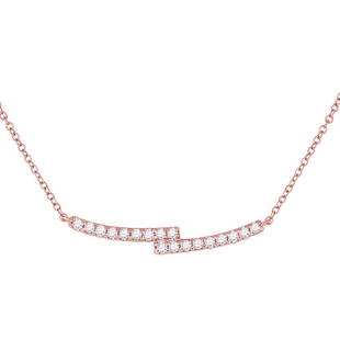 14kt Rose Gold Round Diamond Curved Bypass Bar Necklace: 14kt Rose Gold Round Diamond Curved Bypass Bar Necklace 1/2 Cttw Manufacturer Model: JSC-149600 Description 14kt Rose Gold Womens Round Diamond Curved Bypass Bar Necklace 1/2 Cttw Gemstone