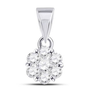 14kt White Gold Round Diamond Flower Cluster Pendant: 14kt White Gold Round Diamond Flower Cluster Pendant 1/2 Cttw Manufacturer Model: JSC-12787 Description 14kt White Gold Womens Round Diamond Flower Cluster Pendant 1/2 Cttw Gemstone Details1/2