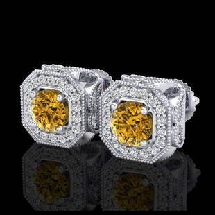 2.75 ctw Intense Fancy Yellow Diamond Art Deco Earrings: 2.75 ctw Intense Fancy Yellow Diamond Art Deco Earrings 18K White Gold Designer Brand Luxury Jewelry, made in the USA Suggested Retail Price: $17,600 Factory offers perfect factory sizing, for