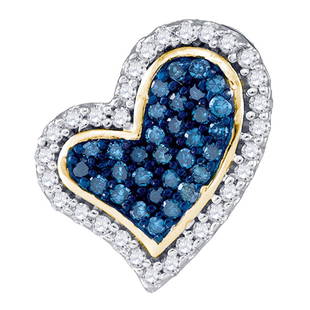 10kt Yellow Gold Round Blue Color Enhanced Diamond: 10kt Yellow Gold Round Blue Color Enhanced Diamond Heart Pendant 1/8 Cttw Manufacturer Model: JSC-80868 Description 10kt Yellow Gold Womens Round Blue Color Enhanced Diamond Heart Pendant 1/8