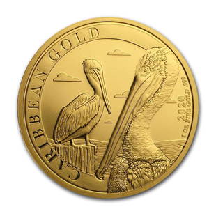 2020 Barbados 1 oz Gold Caribbean Pelican BU: 1 pc. 2020 Barbados 1 oz Gold Caribbean Pelican BU