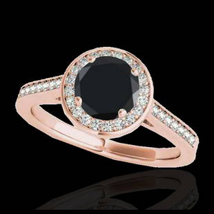 1.33 ctw VS Black Diamond Solitaire Halo Ring 10K Rose: 1.33 ctw VS Black Diamond Solitaire Halo Ring 10K Rose Gold Designer Brand Luxury Jewelry, made in the USA Suggested Retail Price: $4,750 Factory offers perfect factory sizing, for all rings &