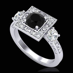 1.55 ctw Fancy Black Diamond Art Deco 3 Stone Ring 18K: 1.55 ctw Fancy Black Diamond Art Deco 3 Stone Ring 18K White Gold Designer Brand Luxury Jewelry, made in the USA Suggested Retail Price: $9,000 Factory offers perfect factory sizing, for all