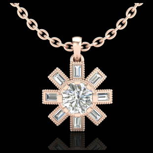 1.33 ctw VS/SI Diamond Solitaire Art Deco Stud Necklace: 1.33 ctw VS/SI Diamond Solitaire Art Deco Stud Necklace 18K Rose Gold Designer Brand Luxury Jewelry, made in the USA Suggested Retail Price: $12,150 Factory offers perfect factory sizing, for