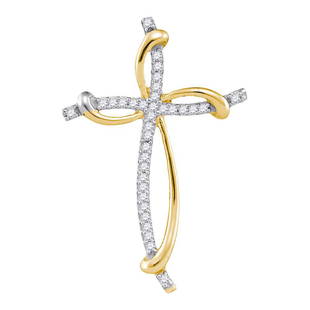 10kt Yellow Gold Round Diamond Curved Cross Pendant: 10kt Yellow Gold Round Diamond Curved Cross Pendant 1/10 Cttw Manufacturer Model: JSC-92512 Description 10kt Yellow Gold Womens Round Diamond Curved Cross Pendant 1/10 Cttw Gemstone Details1/10