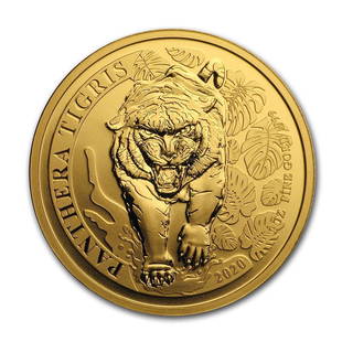 2020 Laos 1 oz Gold 2000 KIP Tiger BU (Panthera Tigris): 1 pc. 2020 Laos 1 oz Gold 2000 KIP Tiger BU (Panthera Tigris)