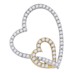 10kt White Two-tone Gold Round Diamond Double Linked: 10kt White Two-tone Gold Round Diamond Double Linked Heart Pendant 1/3 Cttw Manufacturer Model: JSC-92637 Description 10kt White Two-tone Gold Womens Round Diamond Double Linked Heart Pendant 1/3